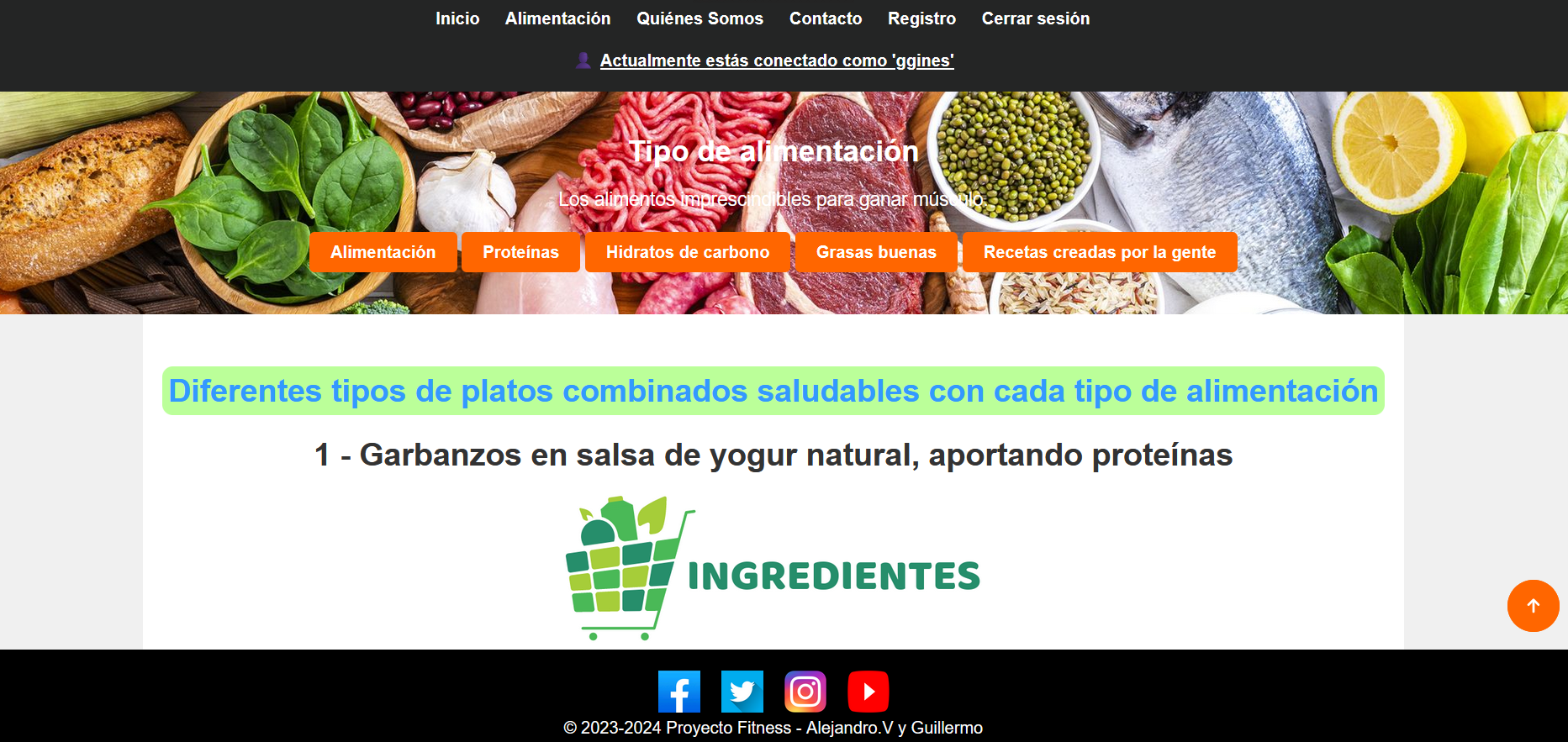Página de tipos de alimentación