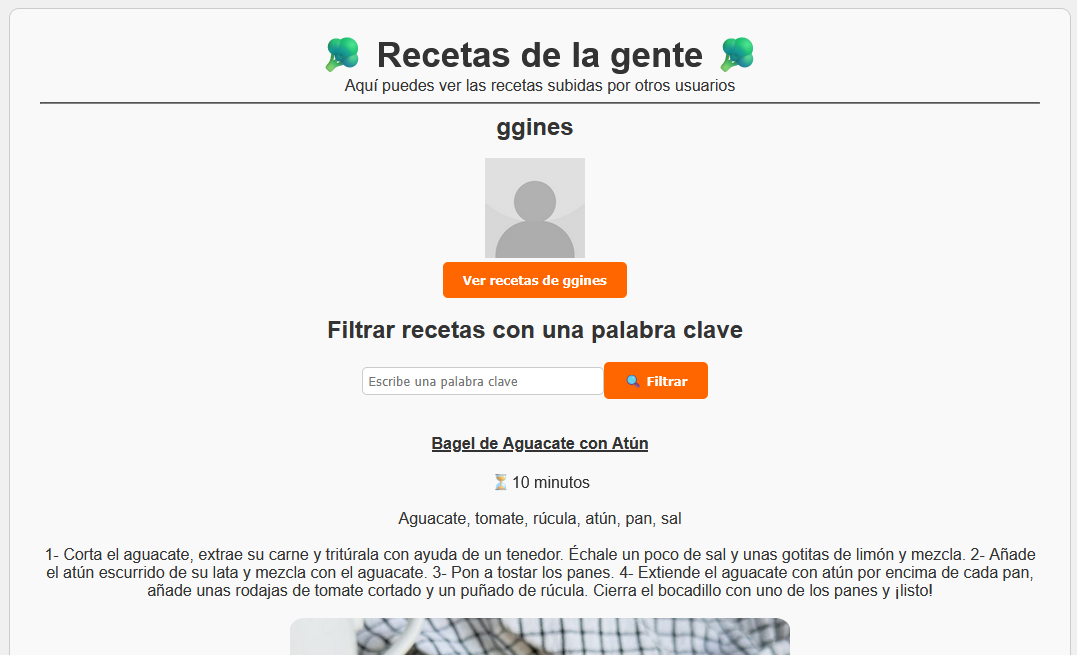 Recetas de los usuarios