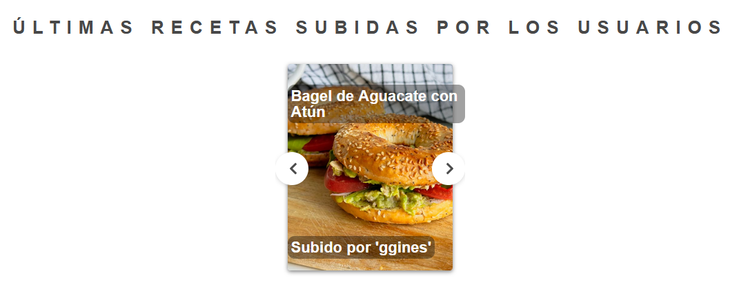 Recetas en la página de inicio