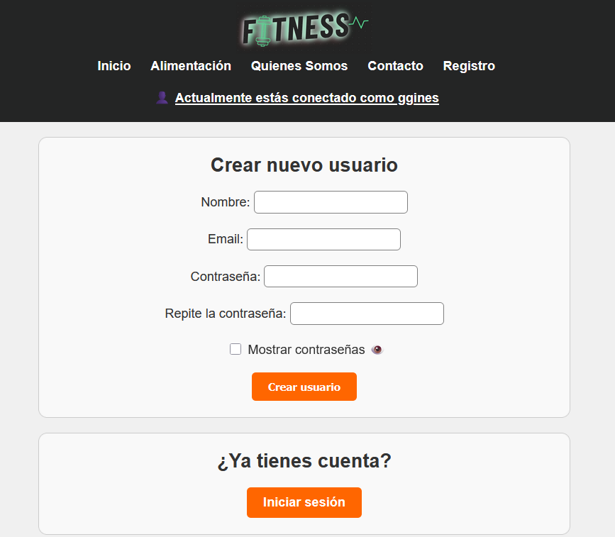 Página de registro