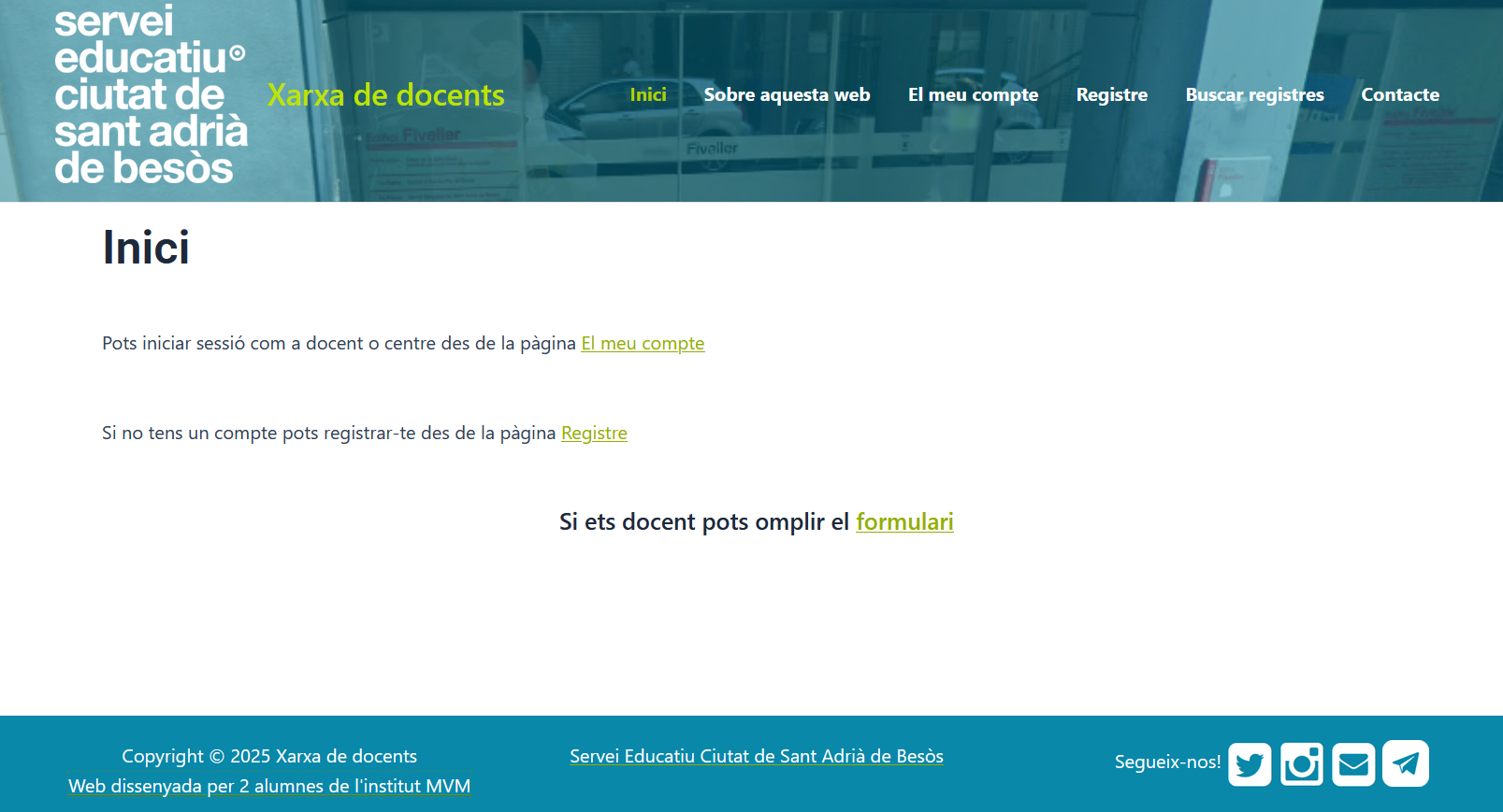 Página de inicio de la red de docentes del SE Sant Adrià